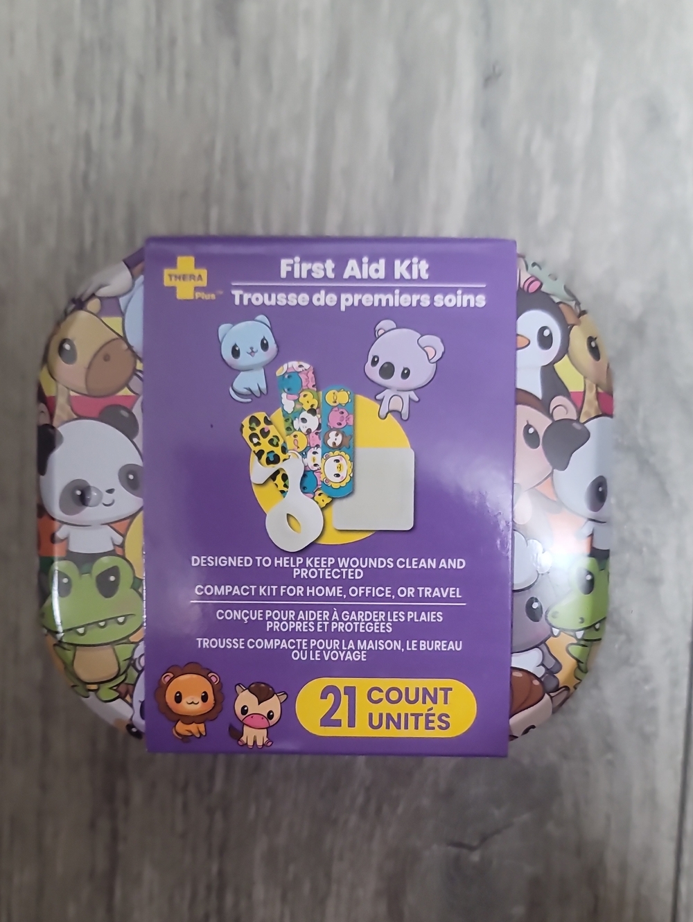 Thera Plus Cute Animal Print - Purple First Aid Kit - 21 Count